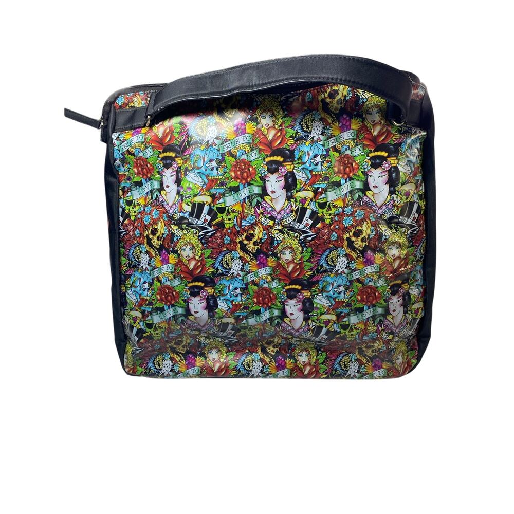 Ed Hardy Geisha Tattoo Oversized Tote Bag • Christian Audigier • 15x16x6 Inches